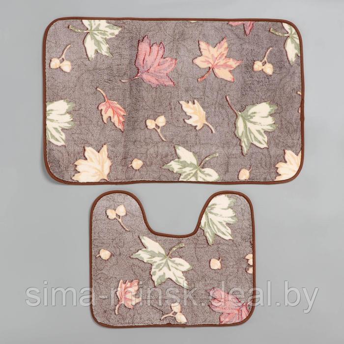 Набор ковриков для ванной и туалета Доляна «Осенние листья», 2 шт: 40×50, 50×80 см - фото 2 - id-p187476876