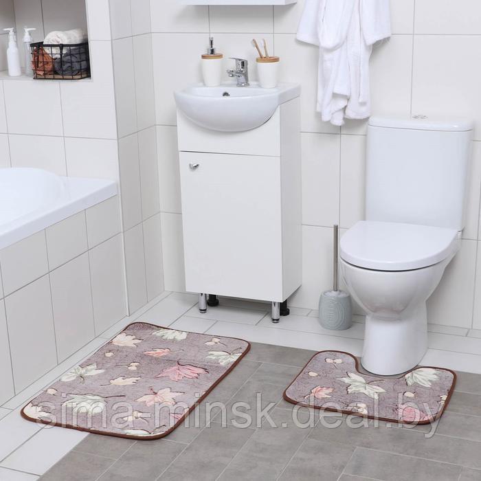 Набор ковриков для ванной и туалета Доляна «Осенние листья», 2 шт: 40×50, 50×80 см - фото 5 - id-p187476876