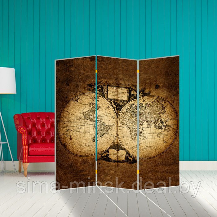 Ширма "Старинная карта мира", 150 х 160 см - фото 1 - id-p187469226