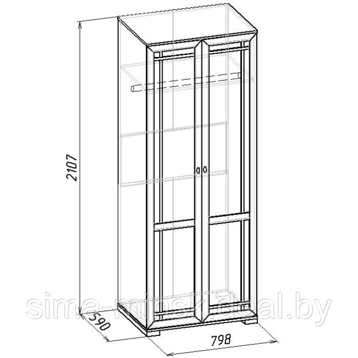 Шкаф для одежды Sherlock 12, 798 × 590 × 2107 мм, цвет дуб сонома - фото 2 - id-p187470252