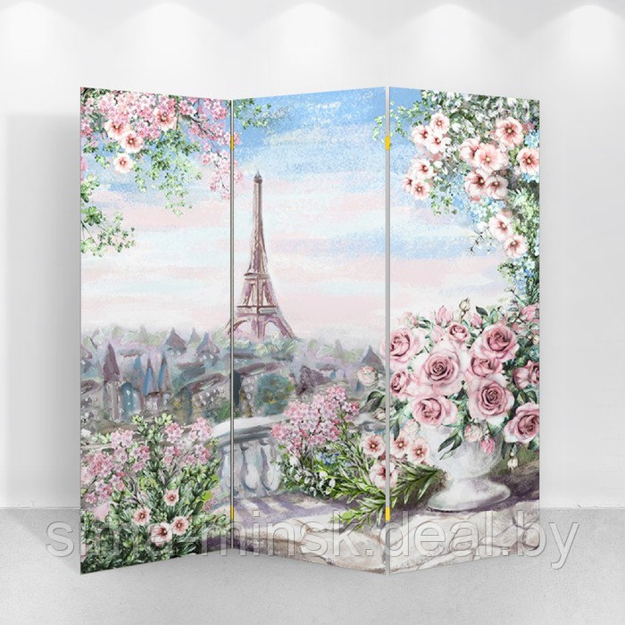 Ширма "Картина маслом. Розы и Париж", 150 х 160 см - фото 1 - id-p187469259