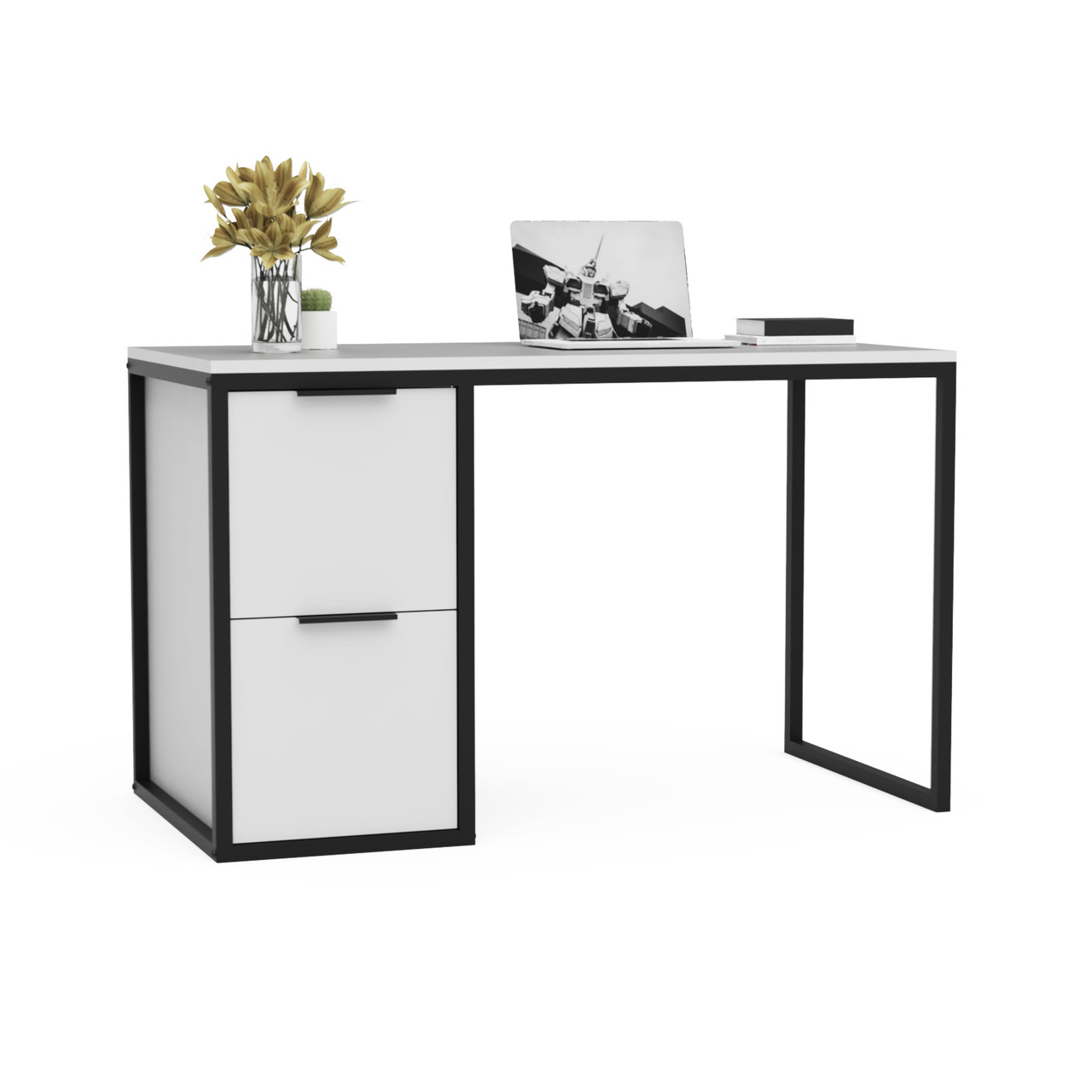 Письменный стол Crafto Курт Лофт 05 (белый черный) 1200 600 750 - фото 4 - id-p187498945