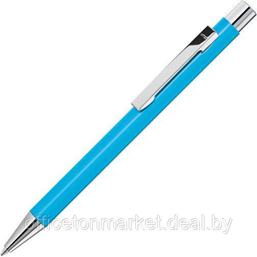 Ручка шариковая автоматическая "Straight Si", 1.0 мм, голубой, серебристый, стерж. синий - фото 1 - id-p137125046