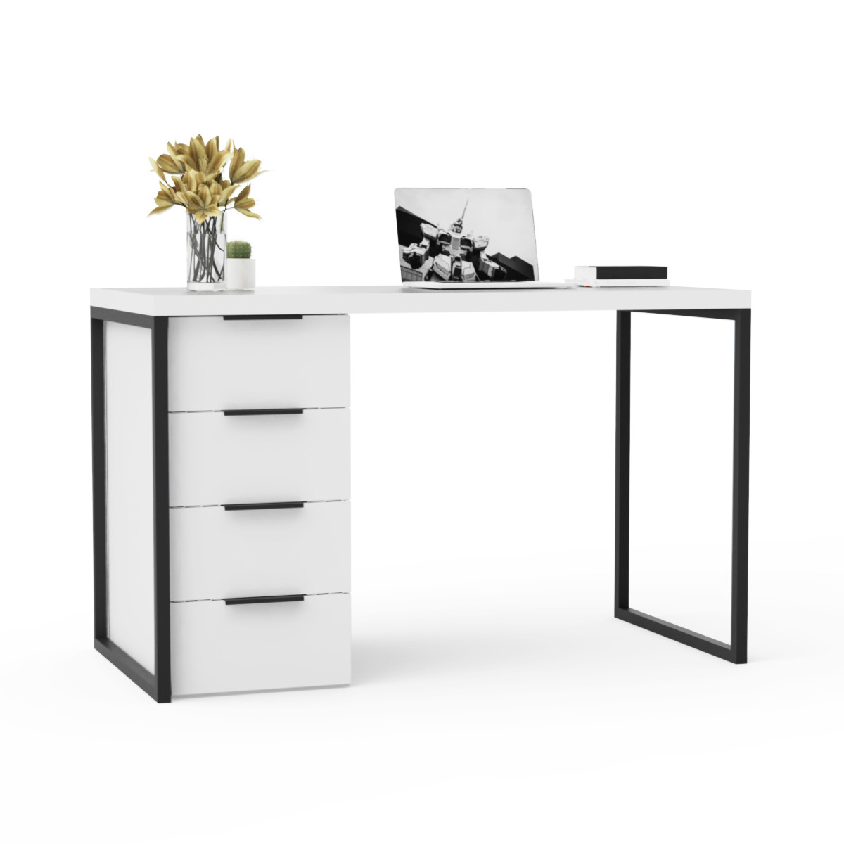 Письменный стол Crafto Кихот Лофт 05 (белый черный) 1200 600 750 Бесплатная доставка! - фото 5 - id-p187508708