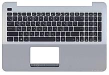 Верхняя часть корпуса (Palmrest) Asus VivoBook X555 с клавиатурой, серебристый, (с разбора)