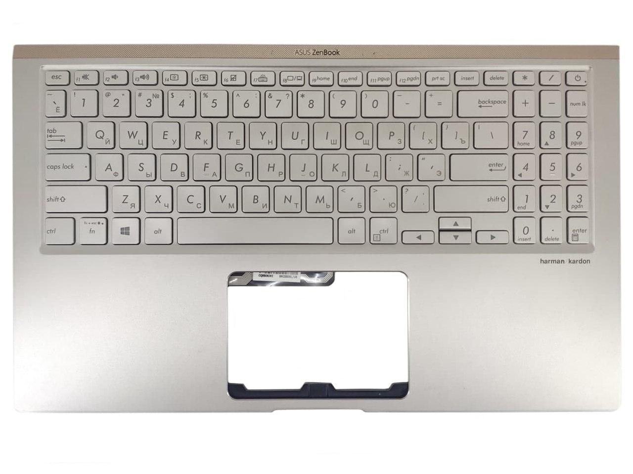 Верхняя часть корпуса (Palmrest) ASUS UX553 с клавиатурой, с подсветкой, серебристый, RU - фото 1 - id-p187529269