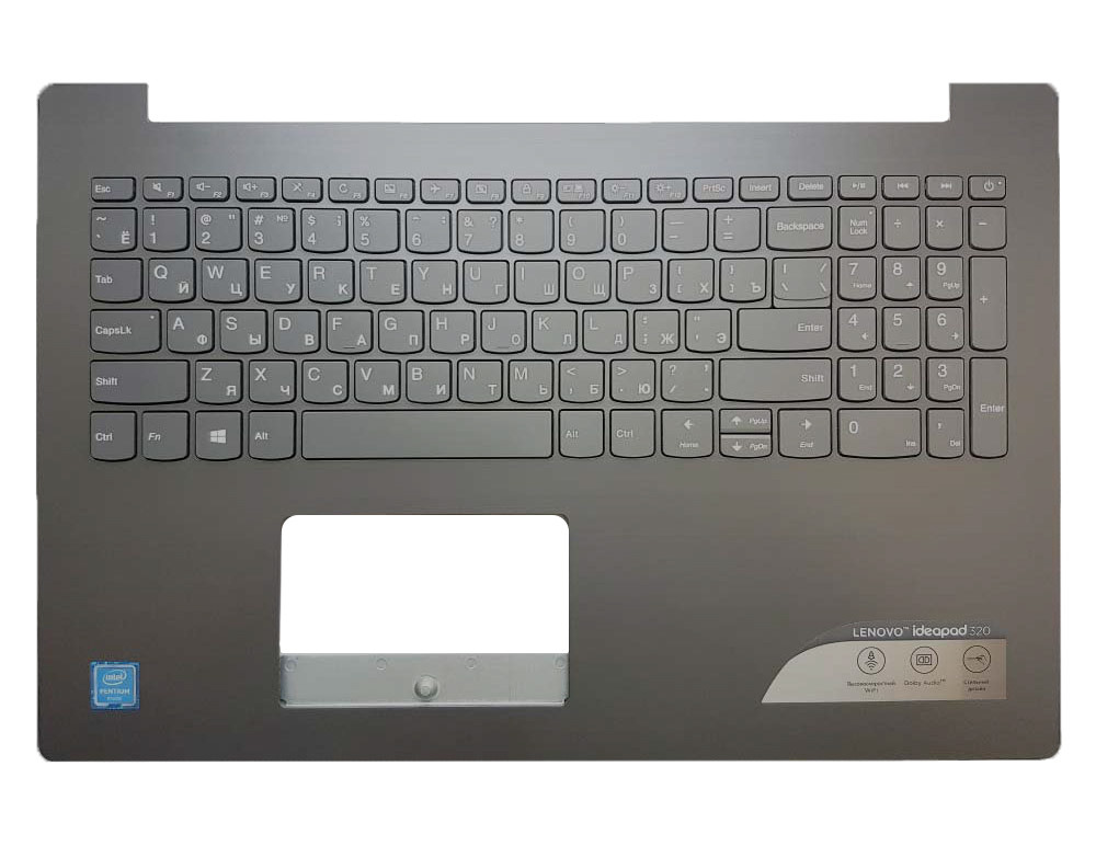 Верхняя часть корпуса (Palmrest) Lenovo IdeaPad 320-15 c клавиатурой, серый - фото 1 - id-p187529323