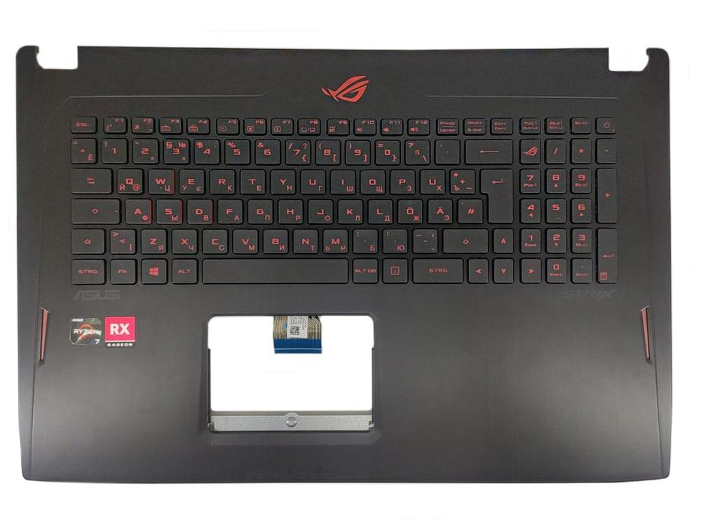 Верхняя часть корпуса (Palmrest) Asus ROG STRIX GL702 с клавиатурой, с подсветкой, черный, RU
