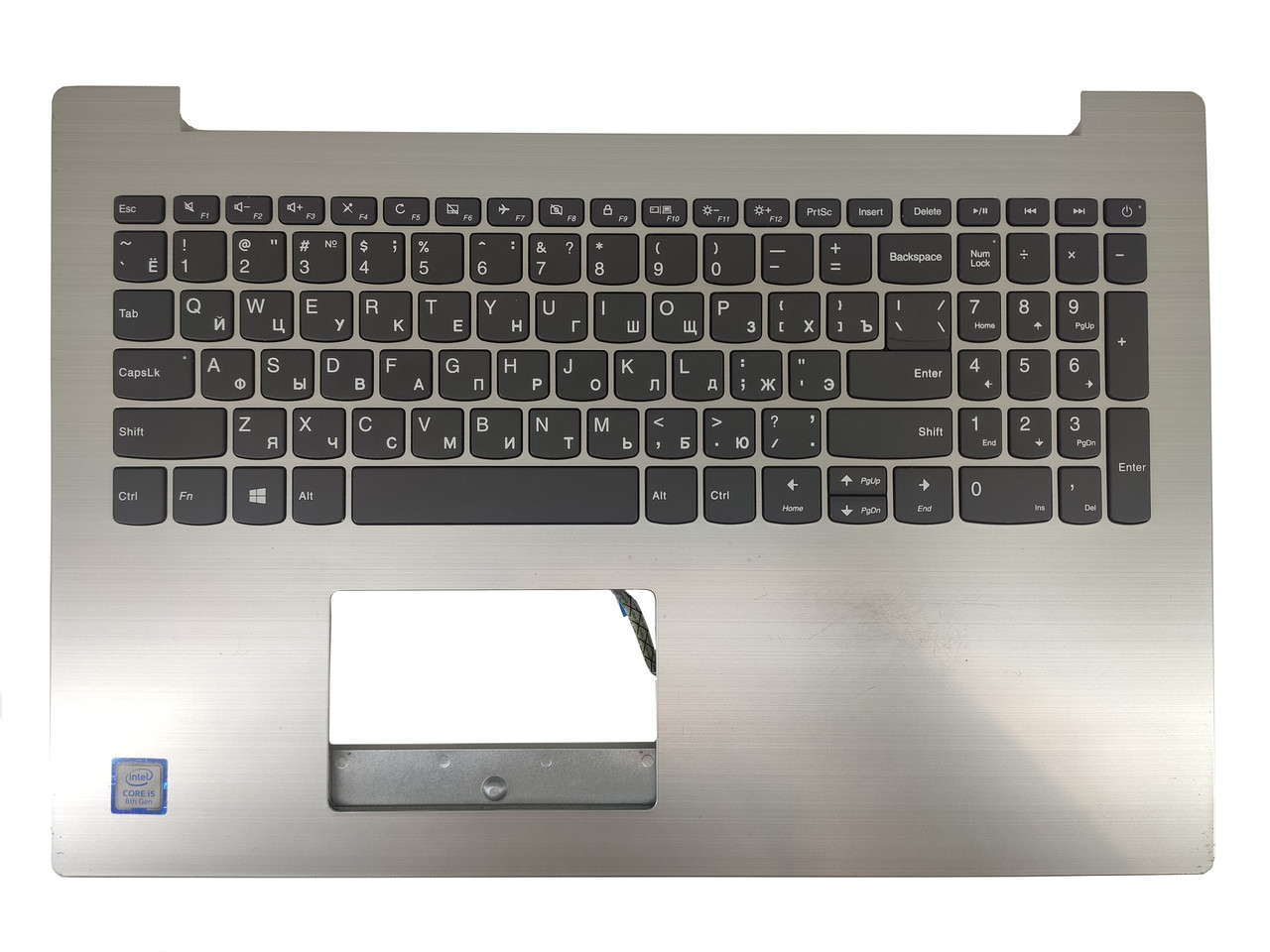 Верхняя часть корпуса (Palmrest) Lenovo IdeaPad 320-15 с клавиатурой, серебристый, RU - фото 1 - id-p187529406