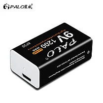 Аккумуляторная батарея Крона PALO 1200mAh 9V с micro USB портом 1шт, фото 3