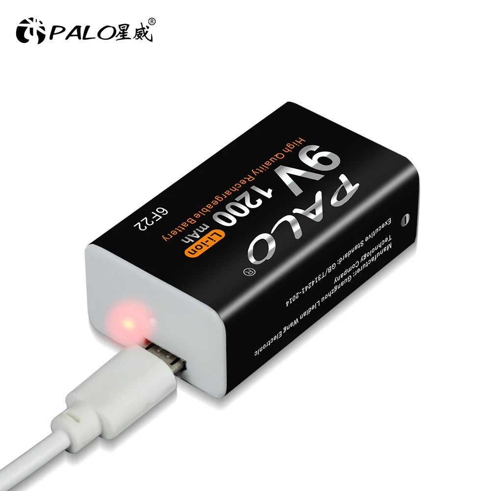 Аккумуляторная батарея Крона PALO 1200mAh 9V с micro USB портом 1шт - фото 4 - id-p187542687