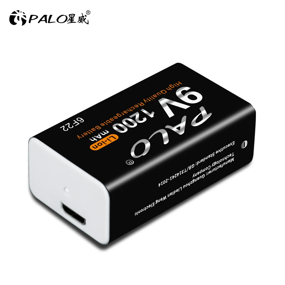 Аккумуляторная батарея Крона PALO 1200mAh 9V с micro USB портом 1шт - фото 3 - id-p187542687