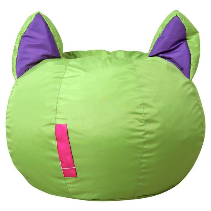 Кресло-мешок Ушастик-Кот d50/h45 цв зеленый/фиолетовый нейлон 100% п/э - фото 1 - id-p187544145