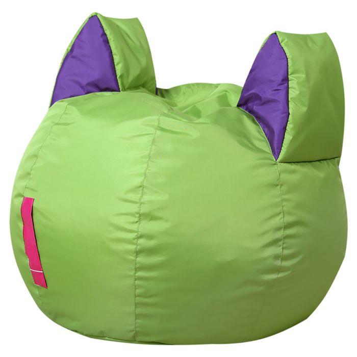 Кресло-мешок Ушастик-Кот d50/h45 цв зеленый/фиолетовый нейлон 100% п/э - фото 2 - id-p187544145