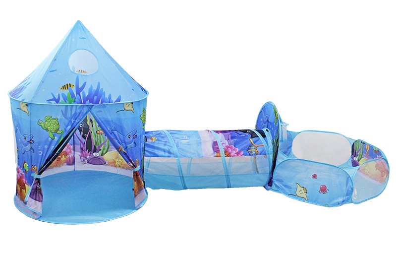 Палатка детская игровая с тоннелем и манежем "Океан", 3 элемента
