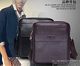 Стильная мужская сумка Polo Videng с плечевым ремнём темно коричневая, фото 9