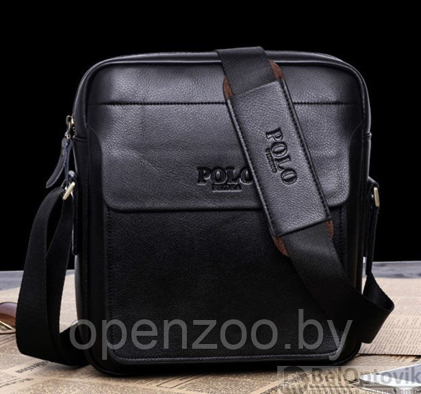 Стильная мужская сумка Polo Videng с плечевым ремнём темно коричневая - фото 3 - id-p187157905