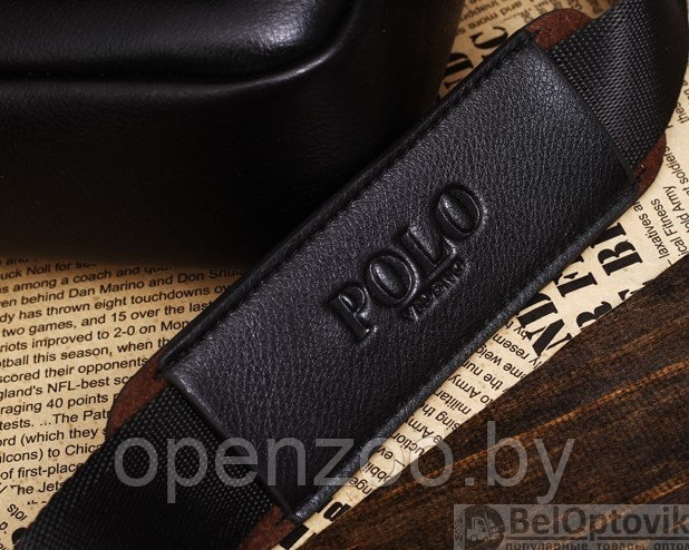Стильная мужская сумка Polo Videng с плечевым ремнём темно коричневая - фото 7 - id-p187157905