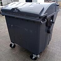 Пластиковый мусорный контейнер 1100 литров с круглой "сферической" крышкой. Система "крышка в крышке"
