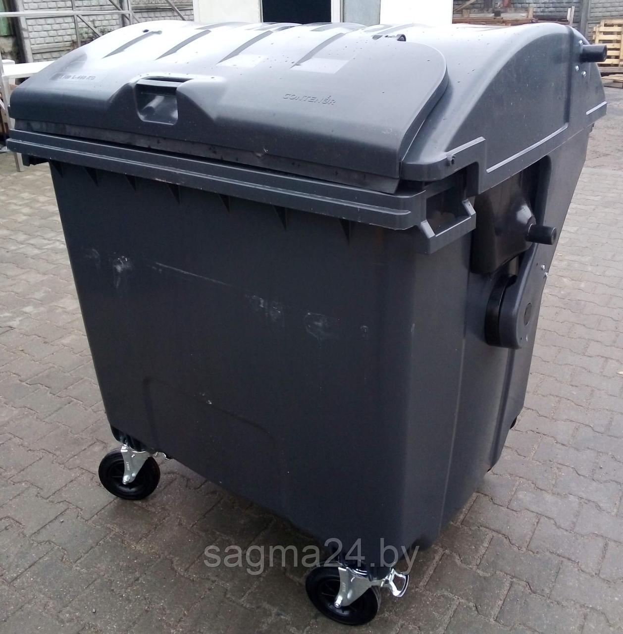 Пластиковый мусорный контейнер 1100 литров с круглой "сферической" крышкой. Система "крышка в крышке" - фото 1 - id-p187598135