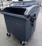 Пластиковый мусорный контейнер 1100 литров с круглой "сферической" крышкой. Система "крышка в крышке", фото 2