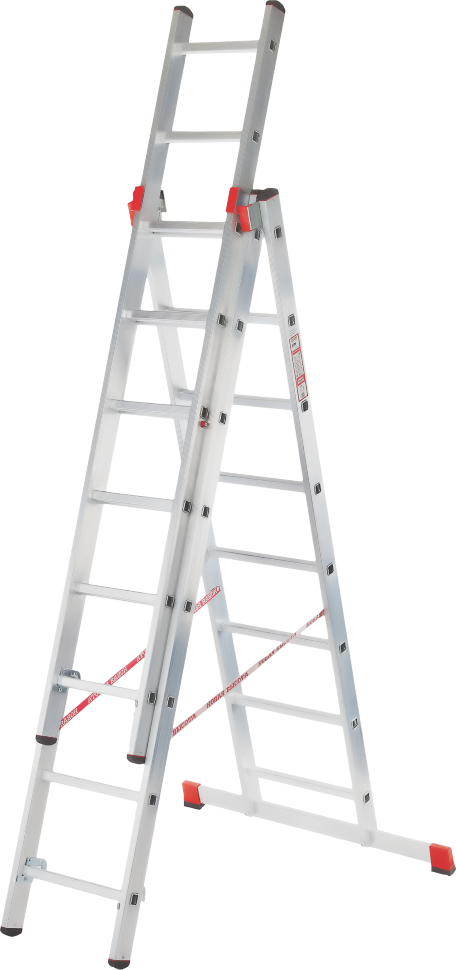 Лестница алюминиевая трехсекционная профессиальная Новая высота 14 ступеней 3230314 - фото 1 - id-p187612969