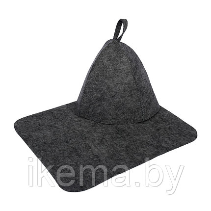 Набор для сауны из двух предметов (шапка, коврик) серый "Hot Pot", фото 2