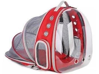 Сумка рюкзак переноска для собак кошки домашних животных красный c иллюминатором прозрачным окном NS82