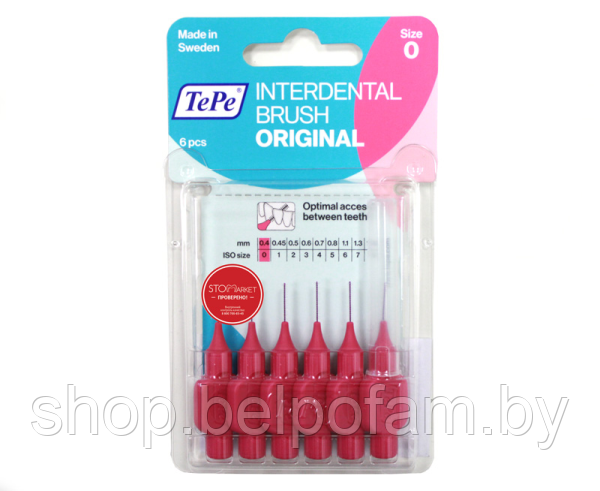 Зубной ершик TePe ORIGINAL №0 - 0,4 мм (упаковка блистер: 6 шт)