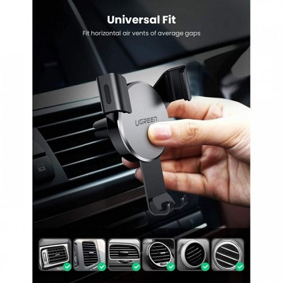 Автомобильный держатель UGREEN LP130-40907, Gravity Drive Air Vent Car Mount Phone Holder, в воздуховод, - фото 2 - id-p187622806