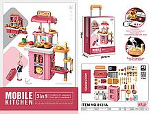 Детская игровая кухня 3 в 1 , набор кухня в чемодане, свет, звук, вода, арт. 8121A