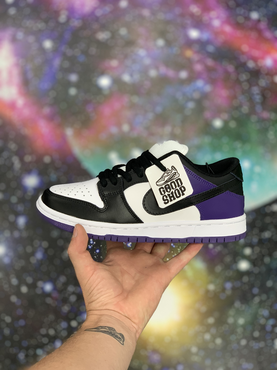 Кроссовки Nike SB Dunk White Black Violet Low