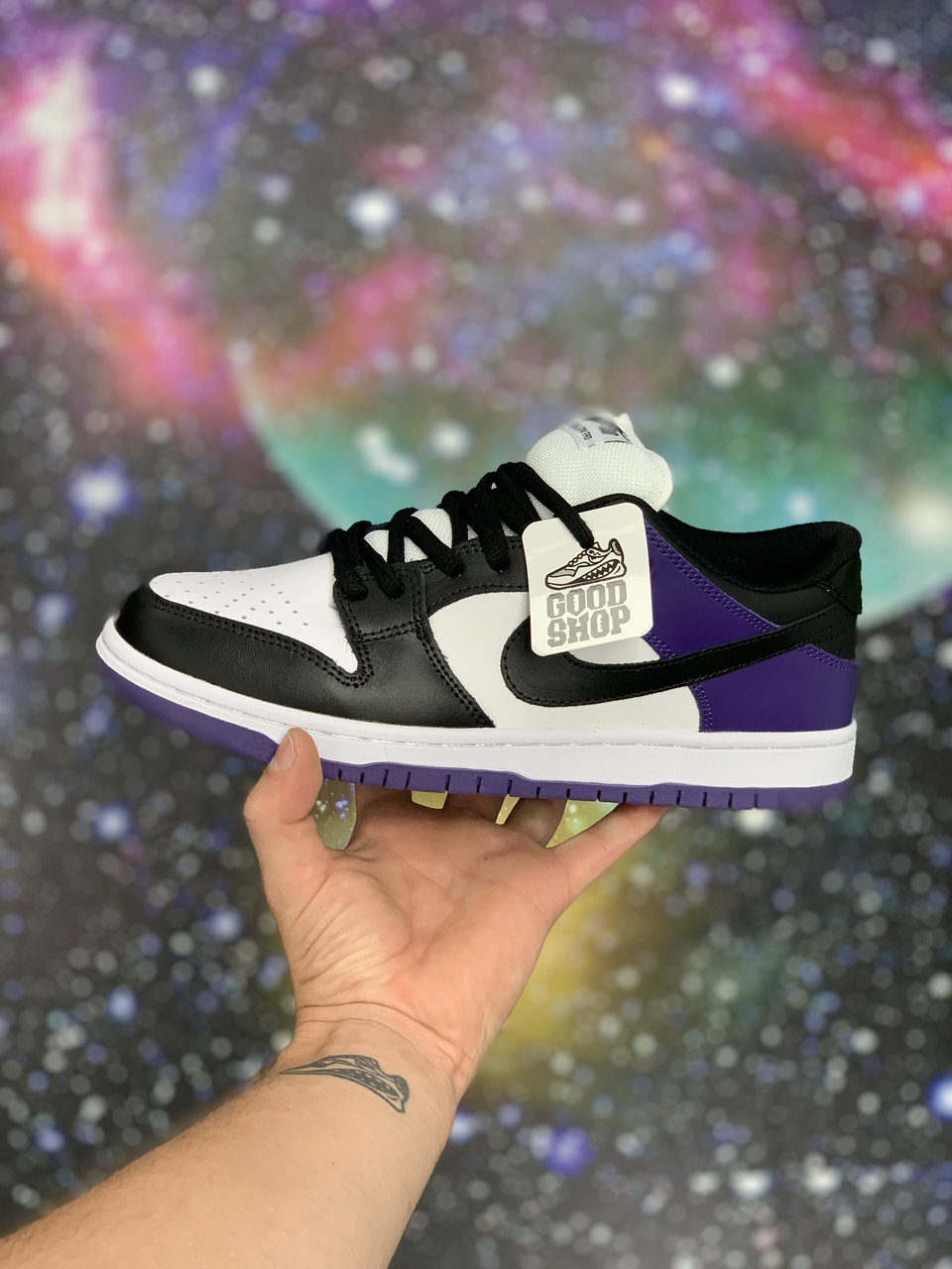 Кроссовки Nike SB Dunk White Black Violet Low - фото 1 - id-p187624329