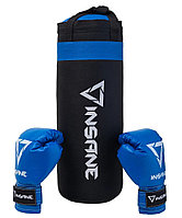 Набор для бокса (груша + перчатки) INSANE FIGHT, синий, 45х20 см, 2,3 кг, 6 oz