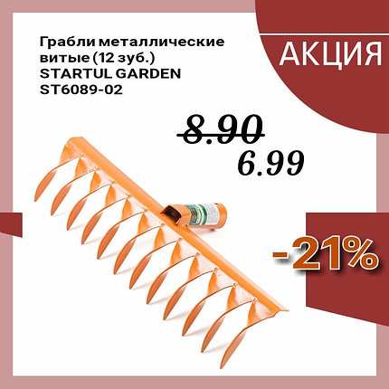 Грабли мет. витые 12 зуб. STARTUL GARDEN (ST6089-02), фото 2