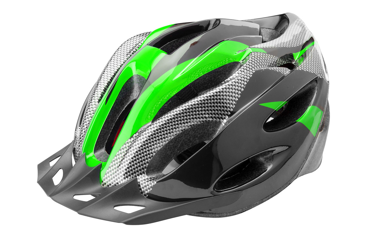Велошлем Stels FSD-HL021 чёрно-зеленый, 58-60 см