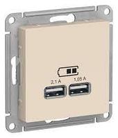 GSL000233 GLOSSA USB РОЗЕТКА, 5В/2100мА, 2х5В/1050мА, механизм, БЕЖЕВЫЙ Schneider Electric