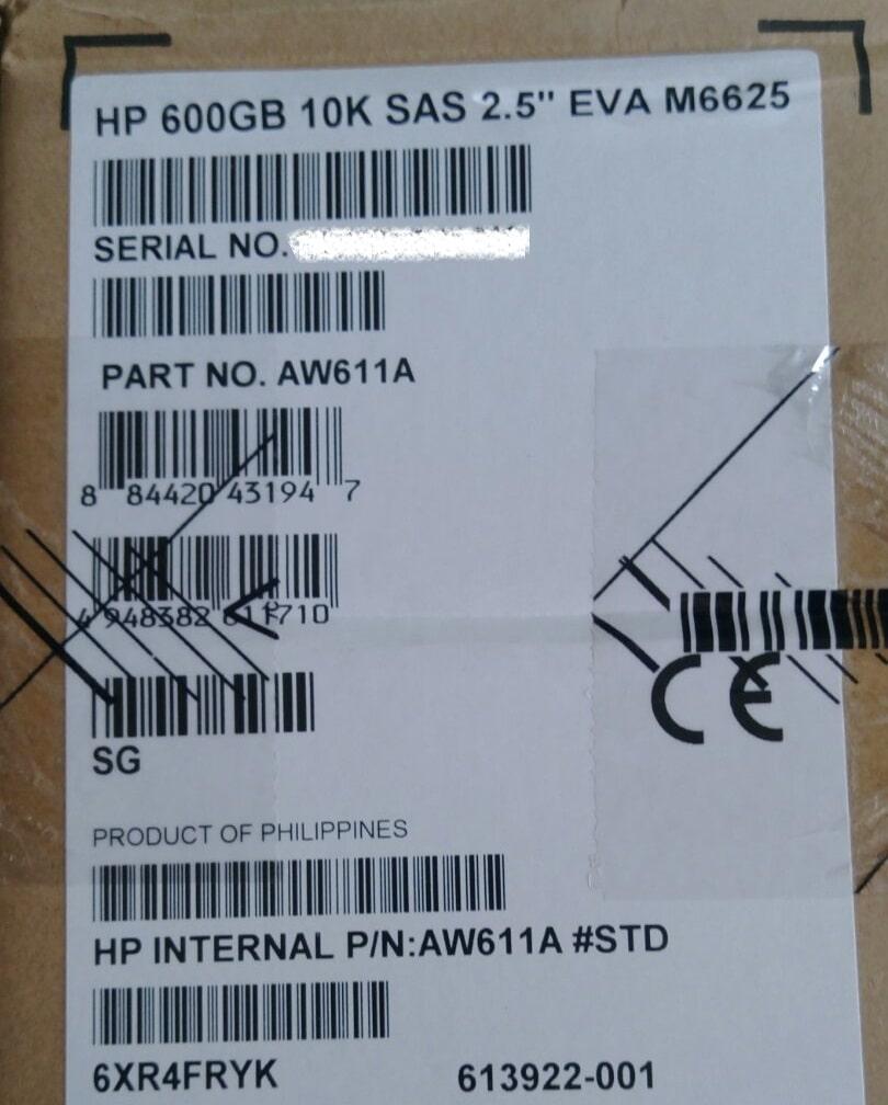 AW611A 613922-001 Жесткий диск HP M6625 600GB 10K 6G 2.5 SAS