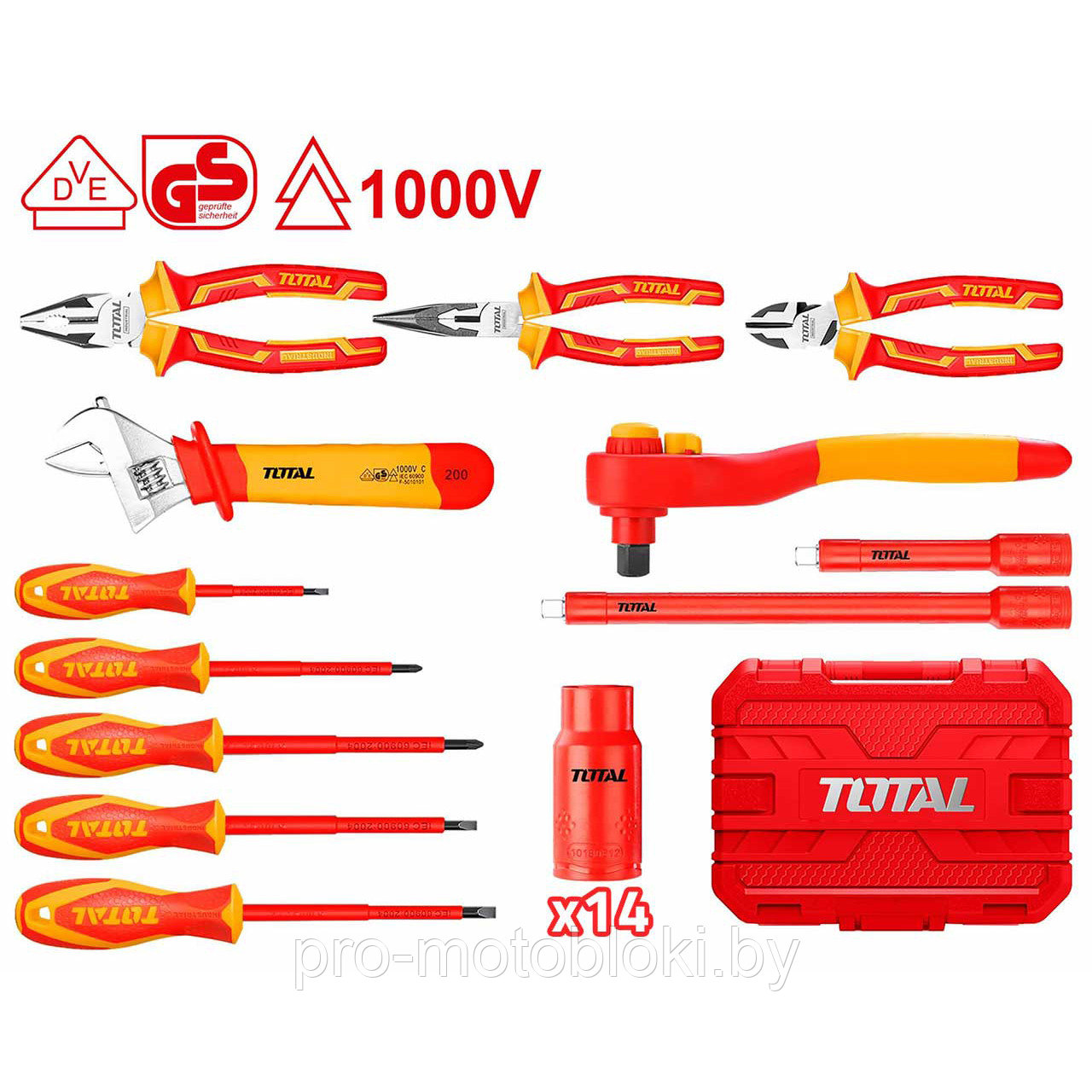 Набор инструментов диэлектрических TOTAL THKITH2601 (26 предметов) - фото 2 - id-p187678395