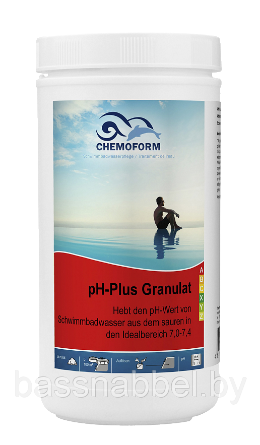 Химия для бассейна CHEMOFORM pH-Плюс 1кг, гранулы для повышения уровня pH в бассейне, Германия, фото 1