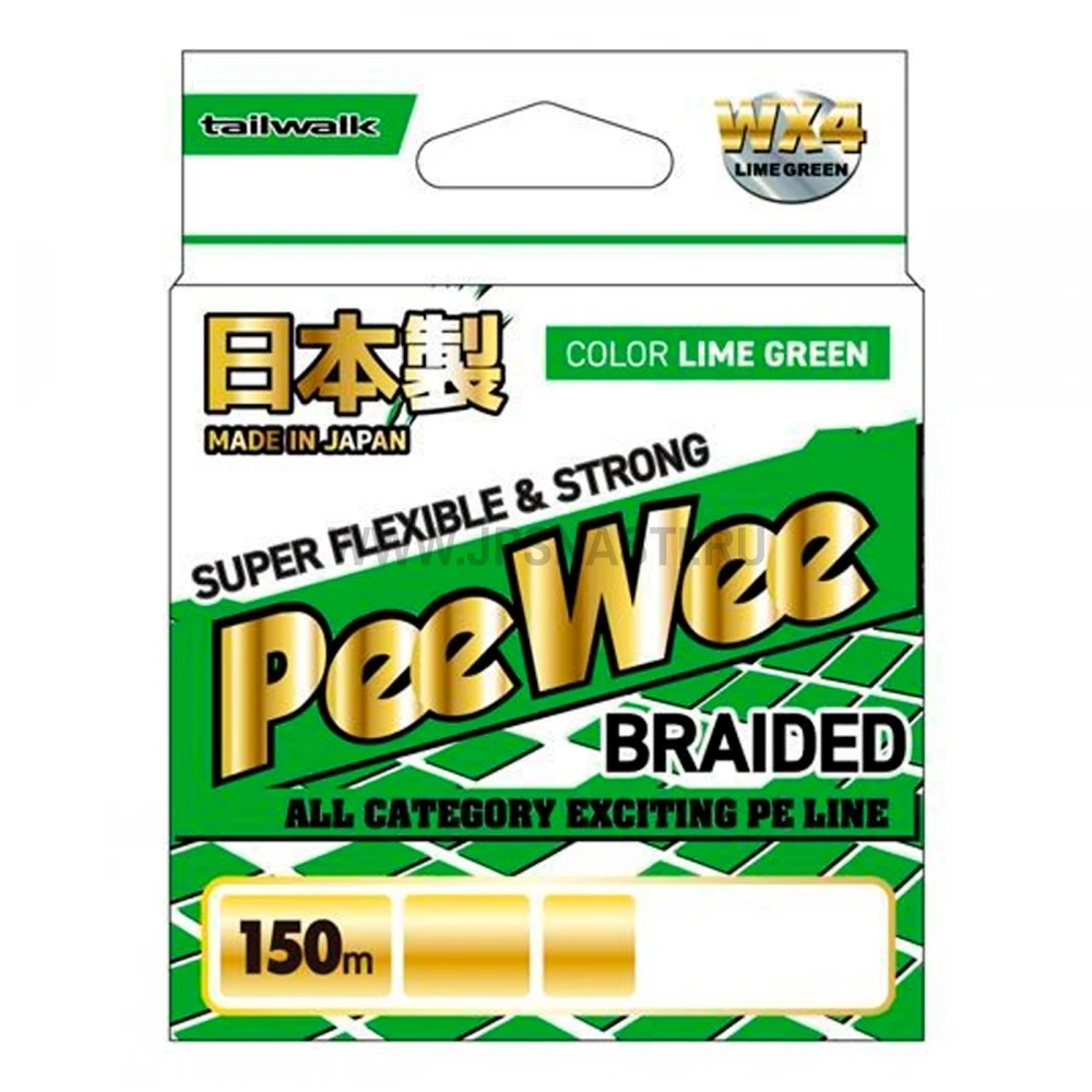 Плетеный шнур Tailwalk PeeWee WX4 Lime Green, #0.6, 150 м, зеленый - фото 1 - id-p187725352