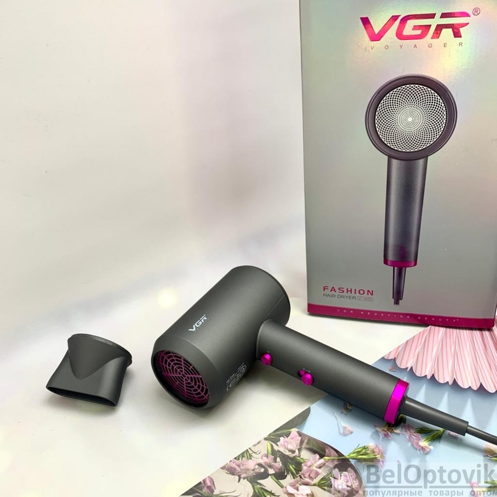 Профессиональный фен для сушки и укладки волос VGR V-400 VOYAGER 1600-2000W (2 темп. режима, 2 скорости) - фото 9 - id-p187725679