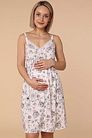 1-НМП 21602 Сорочка женская для беременных и кормящих белый/серый/розовый, фото 1
