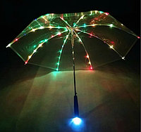 Прозрачный зонтик с подсветкой и фонариком (+чехол)