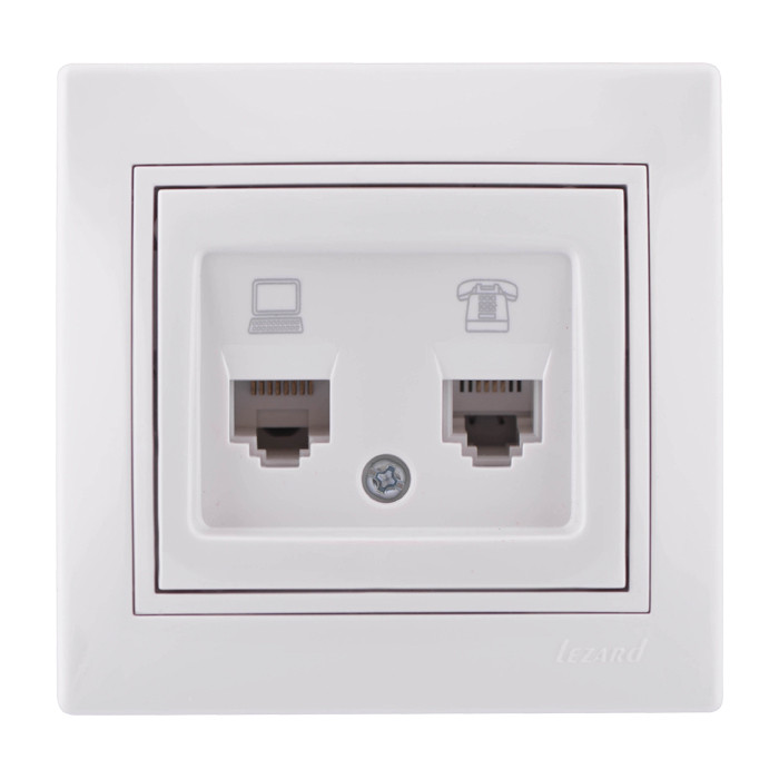 Розетка компьютер + телефон RJ11/RJ45 белая