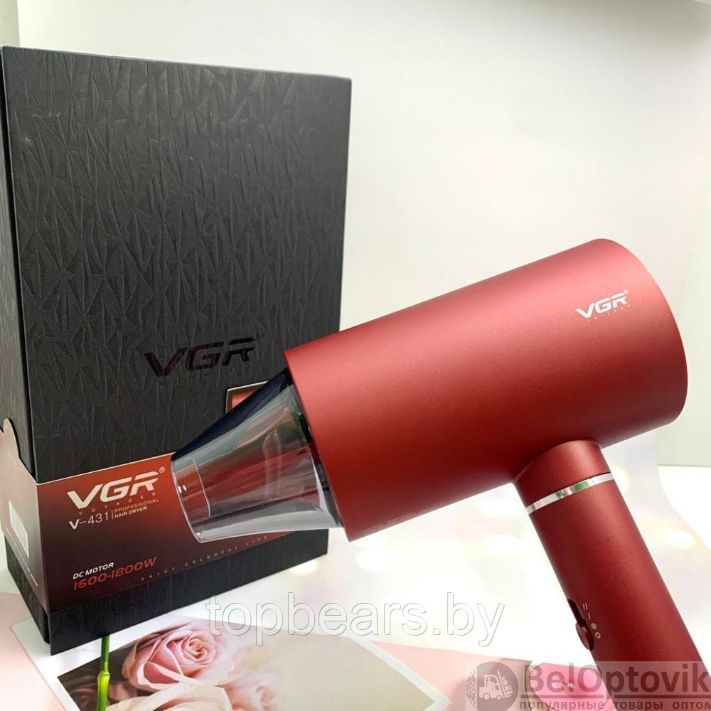 Профессиональный фен для сушки и укладки волос VGR V-431 VOYAGER 1600-1800W (2 темп. режима, 2 скорости) в - фото 9 - id-p187740630