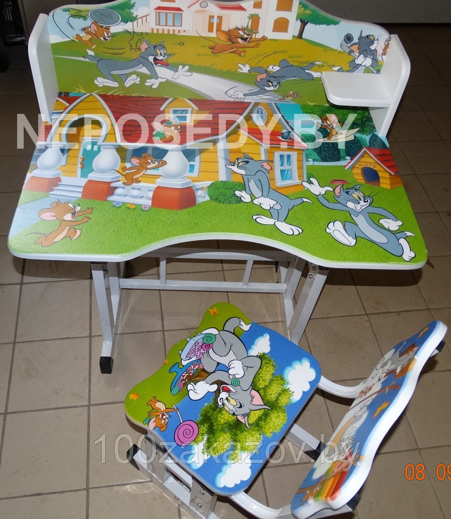 Комплект детской растущей мебели "Том и Джери". Детский столик и стульчик.