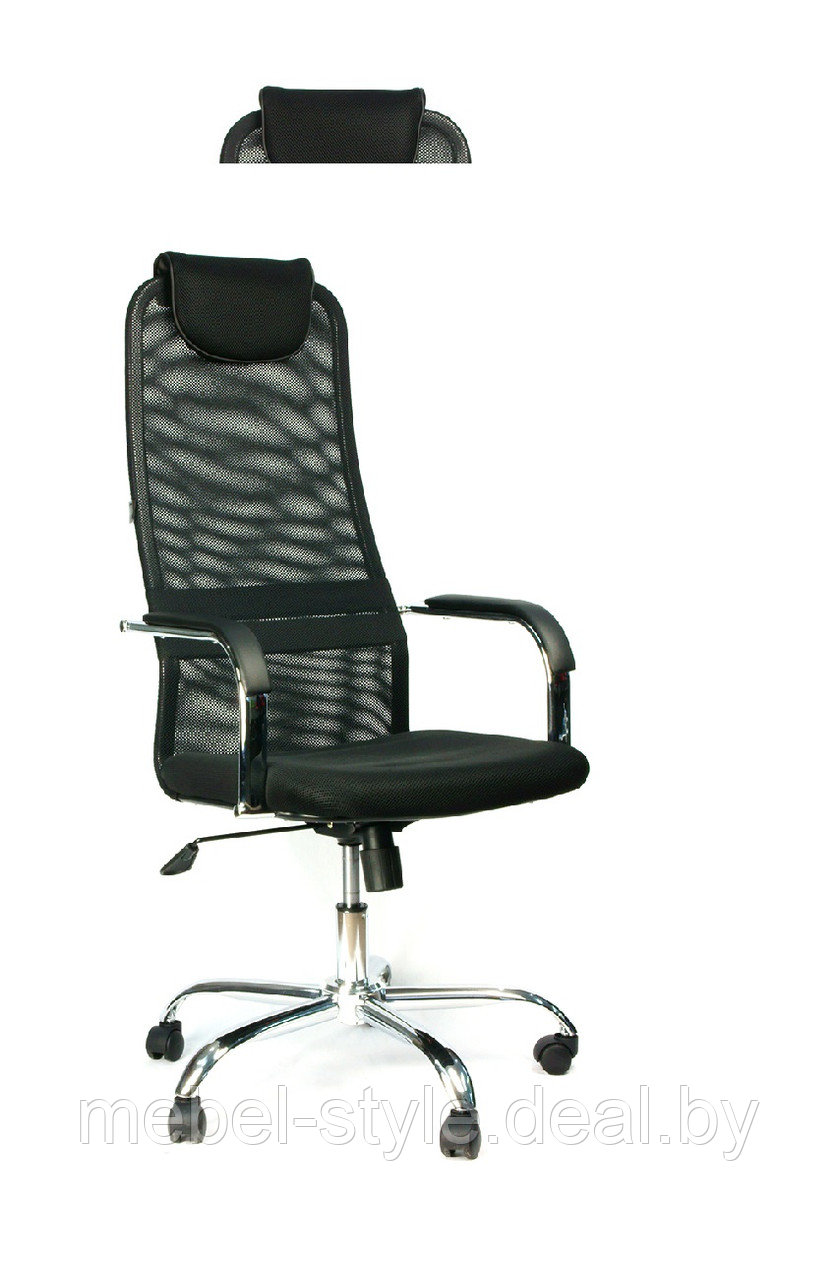 Кресло EP 708 Chrome для работы в офисе и дома, стул EP 708 CH ткань сетка (черная,красная)