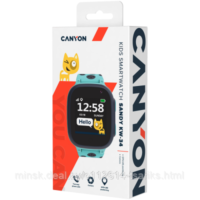 CANYON Sandy KW-34, Kids smartwatch, 1.44 inch colorful screen, GPS function, Nano SIM card, 32+32MB, - фото 6 - id-p187759344