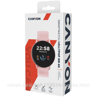 CANYON Lollypop SW-63, Smart watch, 1.3inches IPS full touch screen, Round watch, IP68 waterproof, multi-sport - фото 6 - id-p187759207